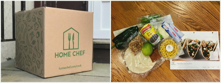 Home Chef box and ingredients