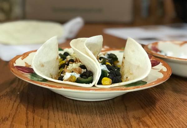 Black Bean and Corn Tacos with Poblano and Cilantro Crema