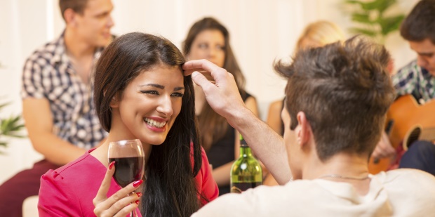 couple chatting in bar