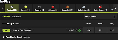 Betway is great if you enjoy in-play betting