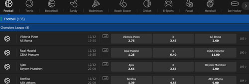 A large range of sports to bet on at 10Bet